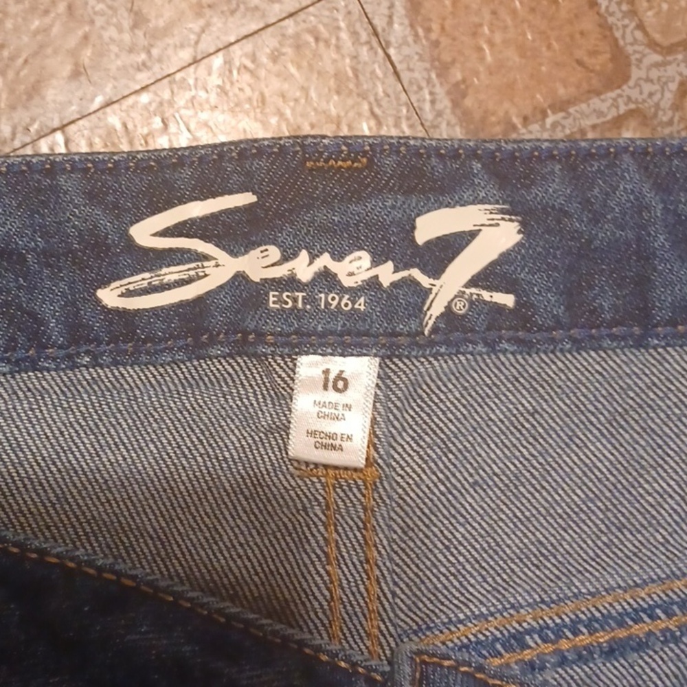 Seven7 Dark Blue Denim Jeans Slim Strightt Size 16 - Picture 2 of 6